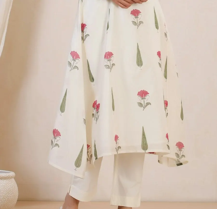 Floral White Muslin Kurti - Your New Favourite