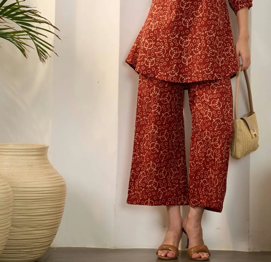Printed Maroon Co-ord Set - Effortless All-Day Glam