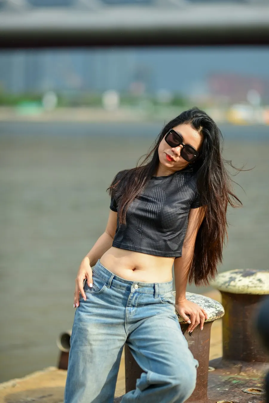 Wide-Leg Black Denim Crop Top - Soft, Flattering & Easy