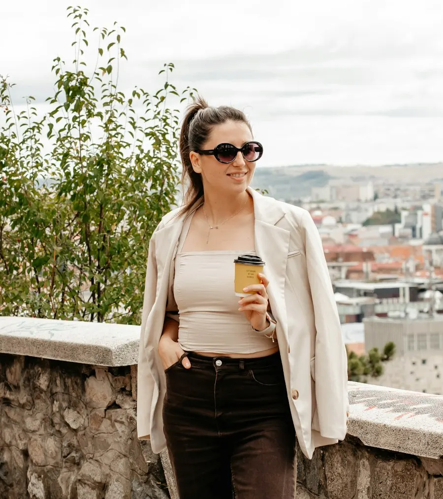 Elegant Beige Poly-Viscose Blazer - Insta-Ready Look