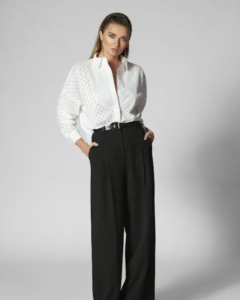 Wide-Leg White Poplin Shirt - Festive to Brunch Ready