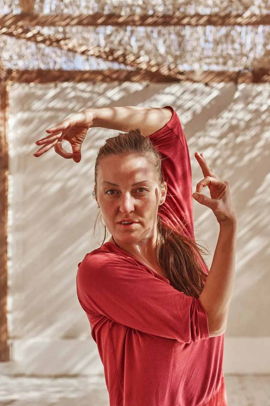 Graceful Red Activewear Set - Effortless All-Day Glam