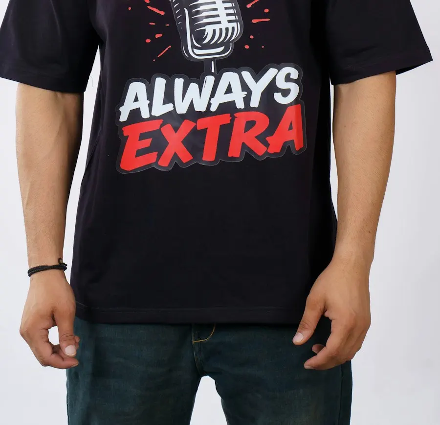 Printed Black Cotton T-Shirt - Clean Modern Fit