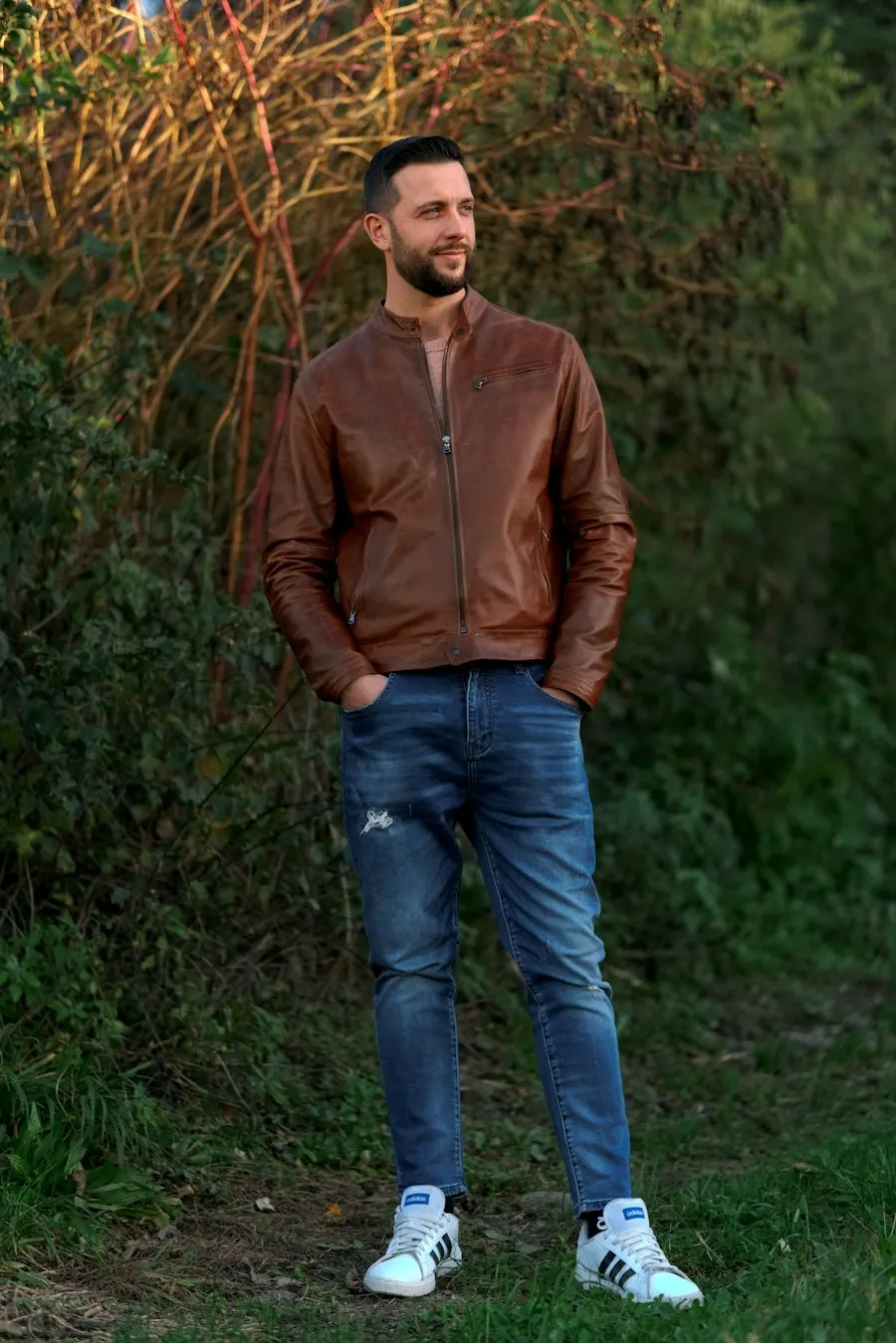 Classic Brown Leather Jacket - Clean Modern Fit