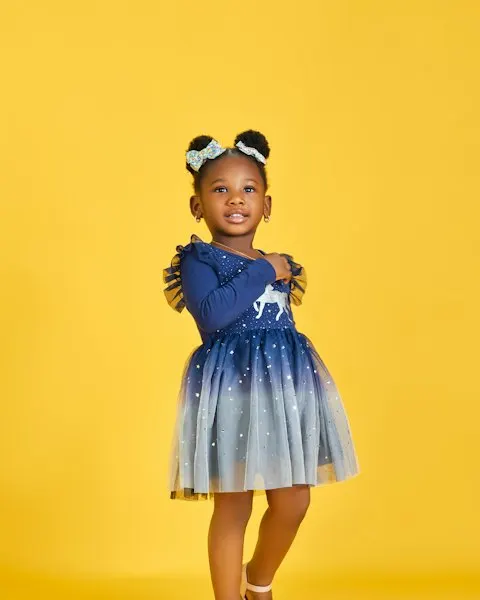 Little Star Yellow Crepe Dress - Easy Wear for Busy Kids