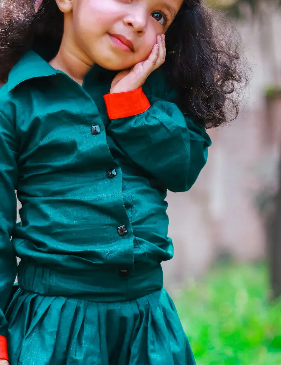 Cute Green Cotton Dress - Twirl-Ready Fun