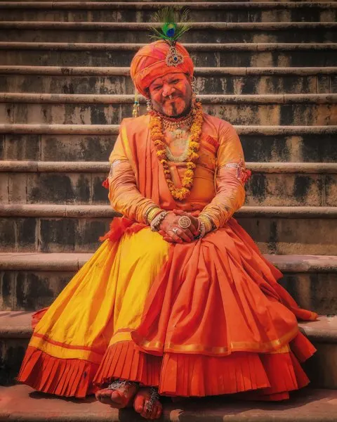 Royal Orange Rajasthani Angrakha Set - Made for Garba Rounds
