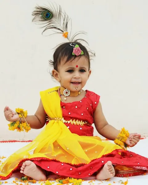 Floral Yellow Georgette Kids Chaniya Choli - Made for Garba Rounds