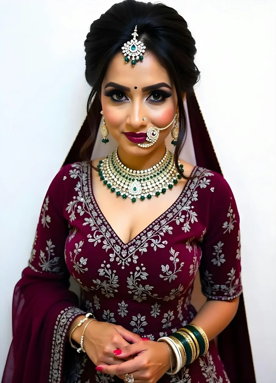 Bridal Maroon Velvet Lehenga Choli - Shine This Diwali