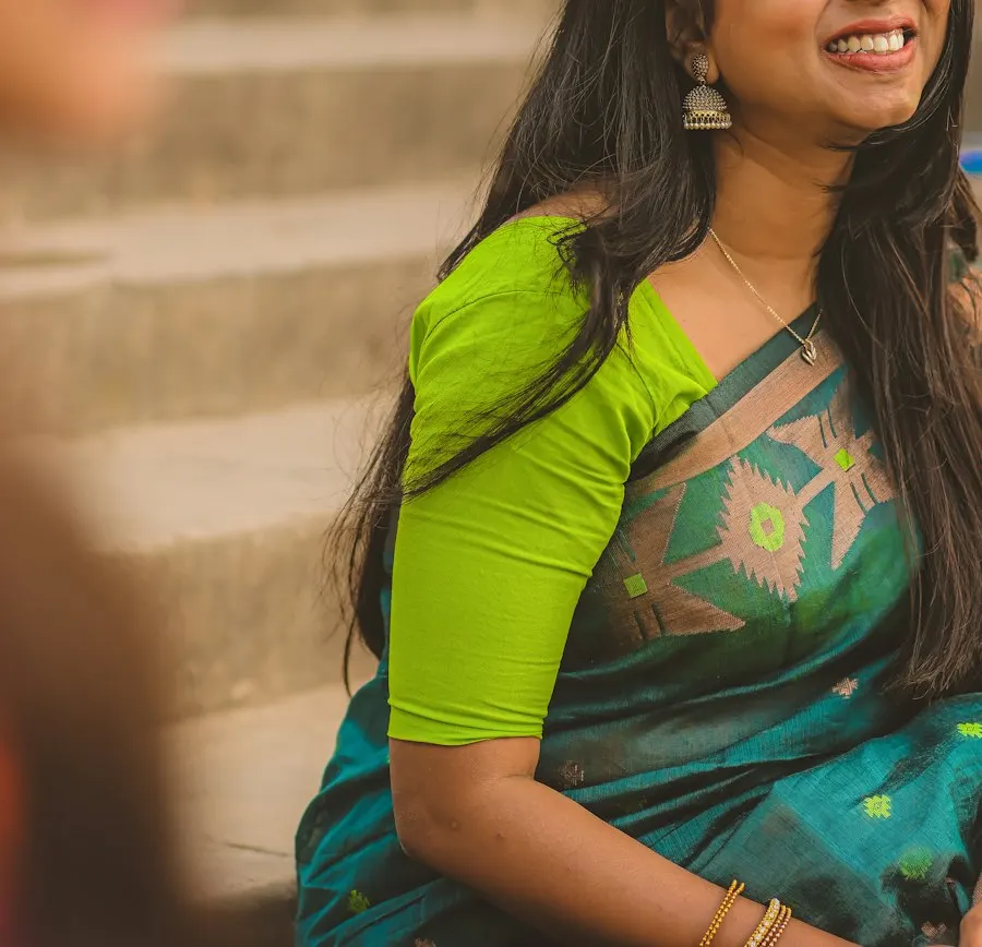 Festive Green Georgette Saree - Diwali Family Favourite