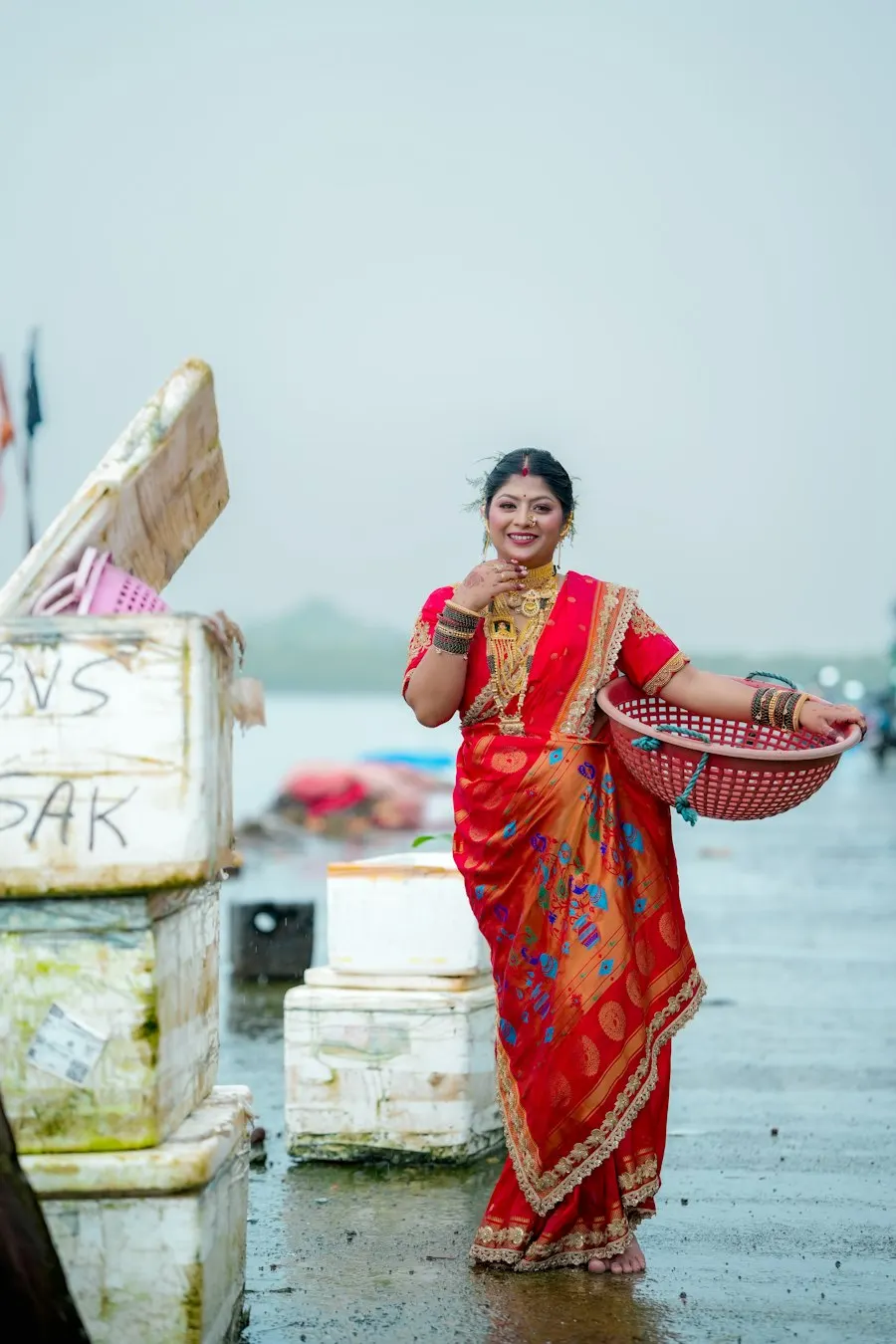 Radiant Red Cotton Silk Saree - Heritage Craft Look