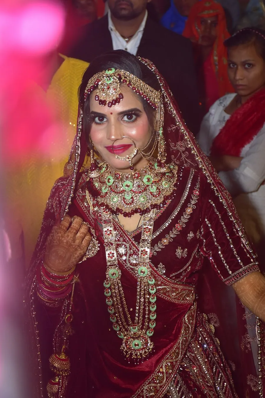 Bridal Maroon Velvet Lehenga - Timeless Tradition