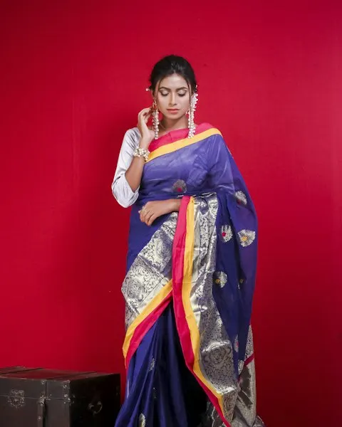 Heritage Blue Banarasi Silk Saree - Classic Indian Charm