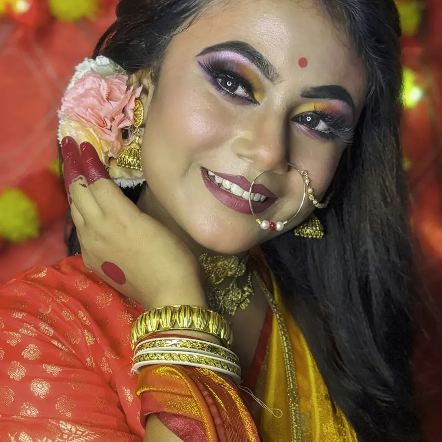 Radiant Orange Silk Saree - Diwali Family Favourite
