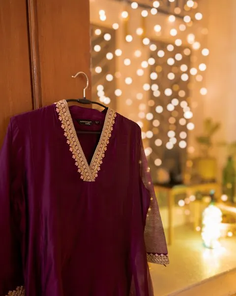 Festive Wine Velvet Kurta - Shine This Diwali