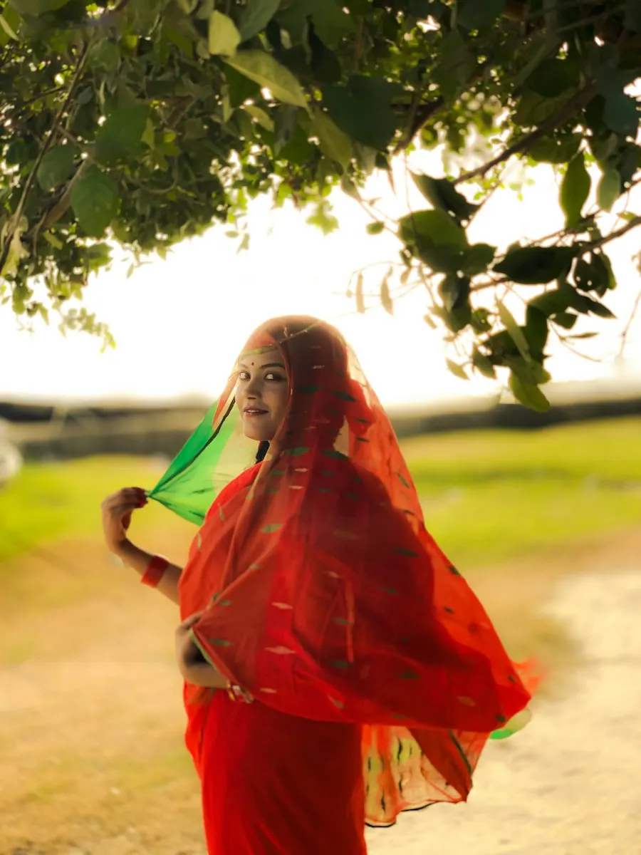 Radiant Red Silk Saree - Shine This Diwali