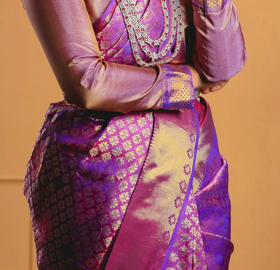 Heritage Purple Gold Saree - Pooja to Party Ready