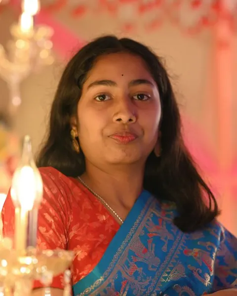 Handcrafted Blue Organza Saree - Diwali Family Favourite