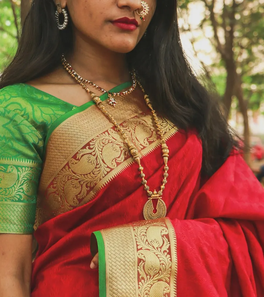 Heritage Green Chiffon Saree - Wedding & Festival Ready