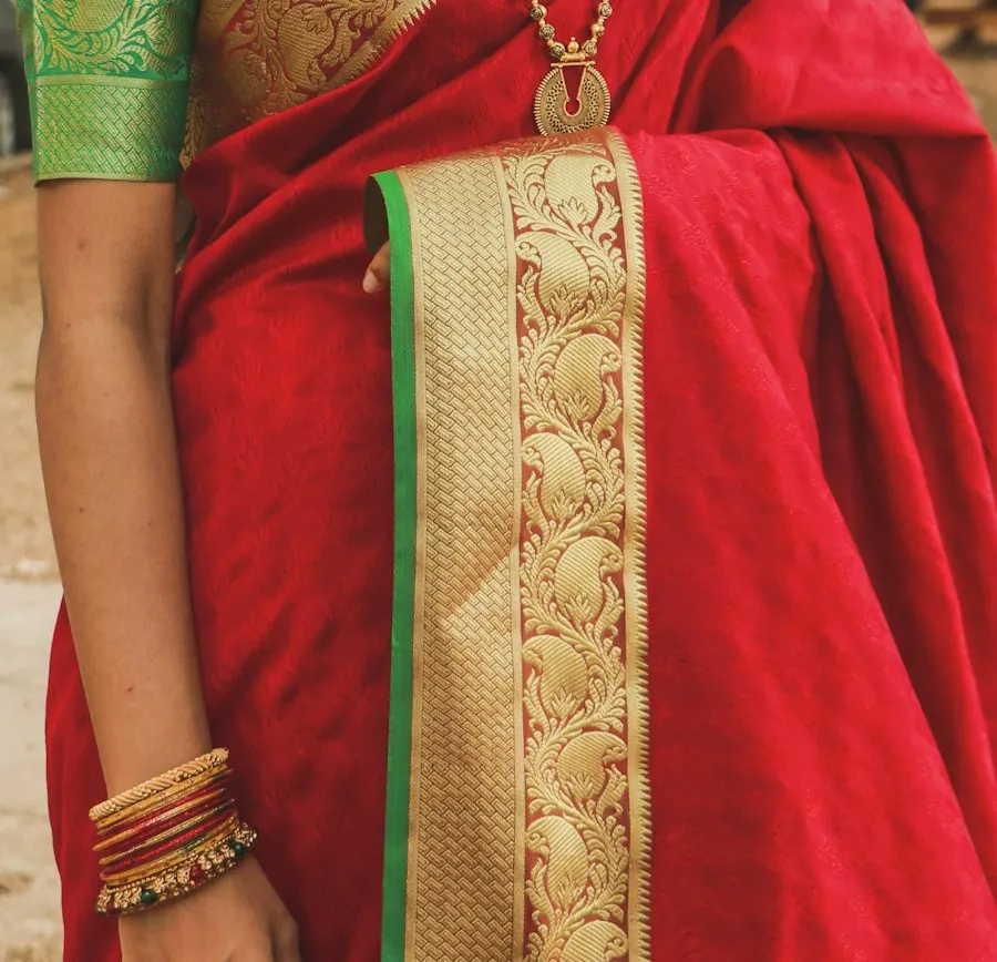 Heritage Green Chiffon Saree - Wedding & Festival Ready