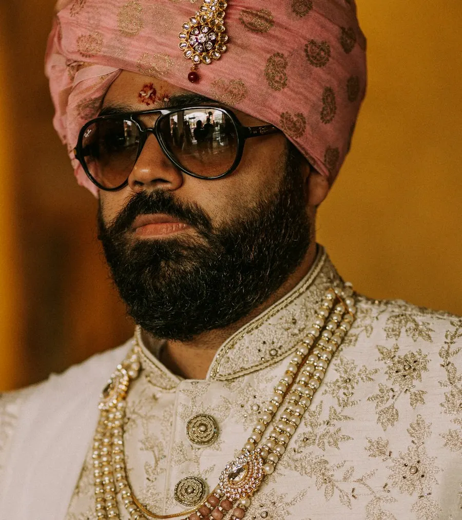 Regal Ivory Sherwani with Safa - Heritage Craft Look