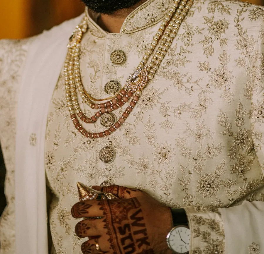 Regal Ivory Sherwani with Safa - Heritage Craft Look