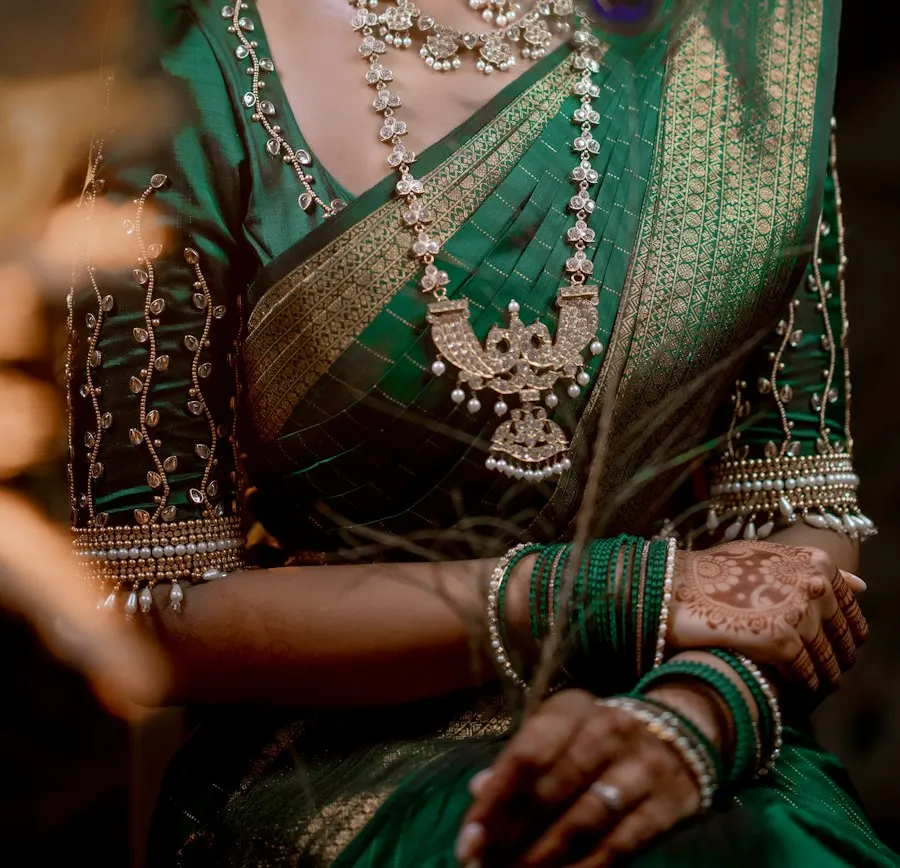 Trendy Green Gold Saree - Festive to Brunch Ready