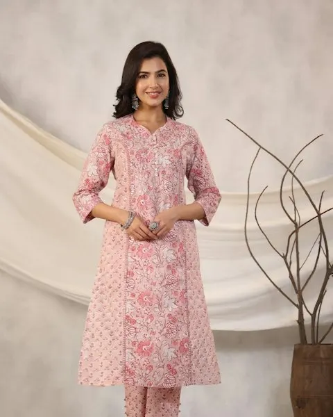 Floral Pink Cotton Kurti - Made to Turn Heads