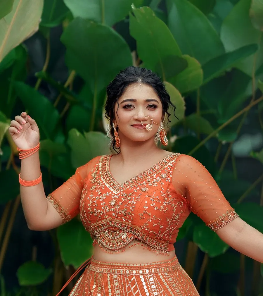 Elegant Orange Net Lehenga Choli - Your New Favourite