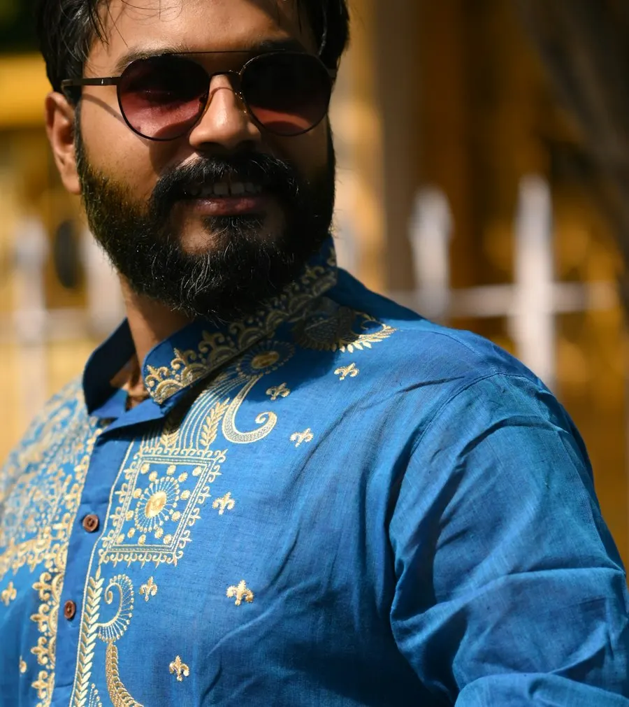 Premium Blue Chanderi Kurta Set - Premium Feel, Easy Care