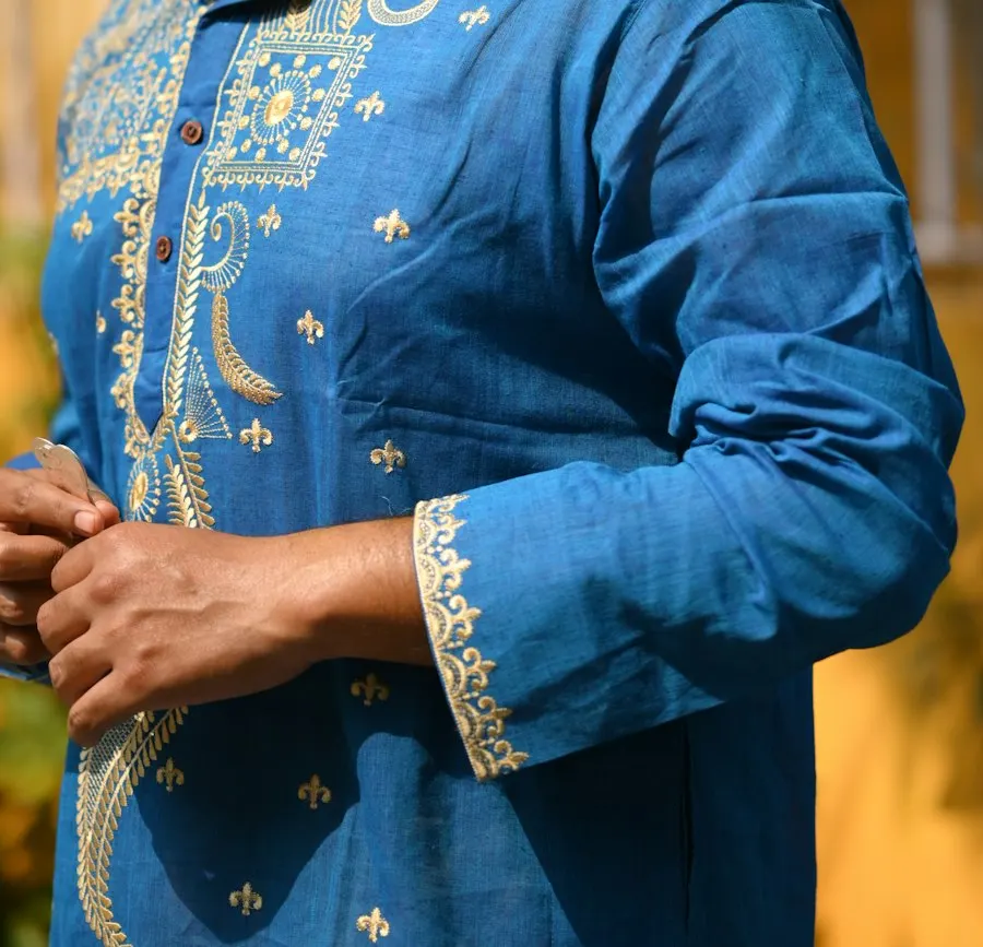Premium Blue Chanderi Kurta Set - Premium Feel, Easy Care