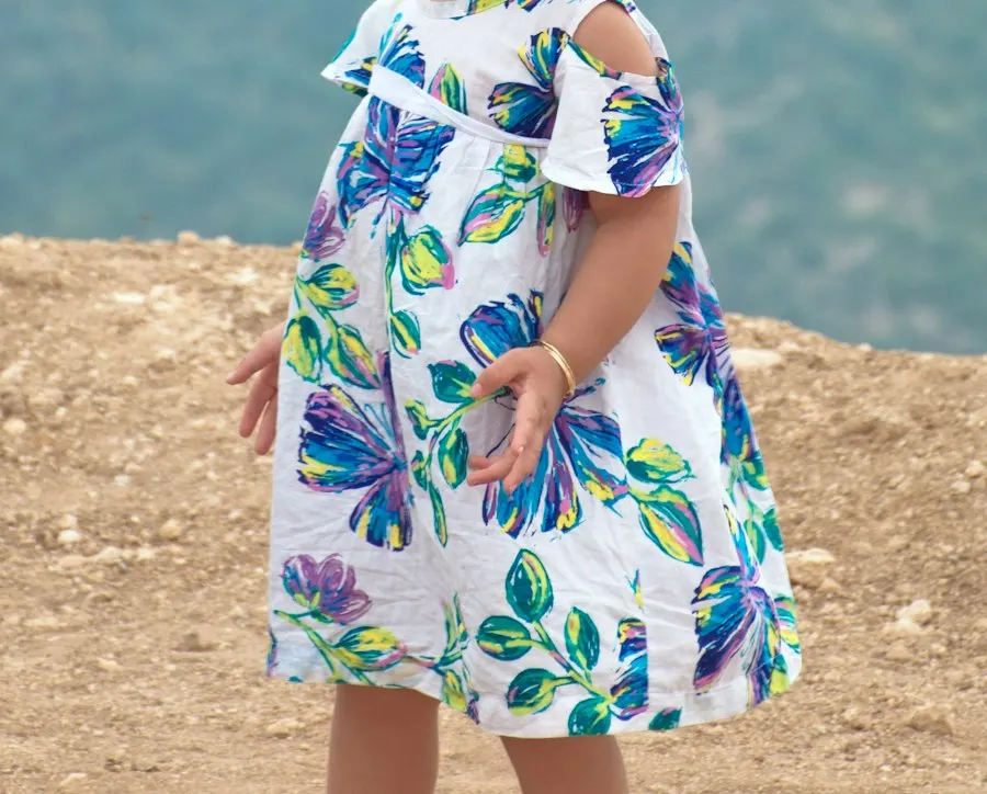 Floral White Linen Blend Dress - Soft on Little Skin