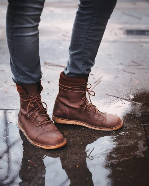 Premium Brown Denim Boots - Premium Feel, Easy Care